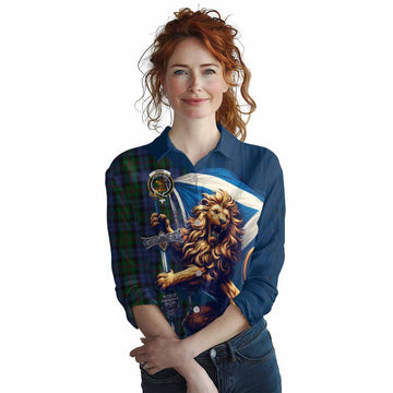 Baird Tartan Family Crest Women's Casual Shirt with Scottish Majestic Lion