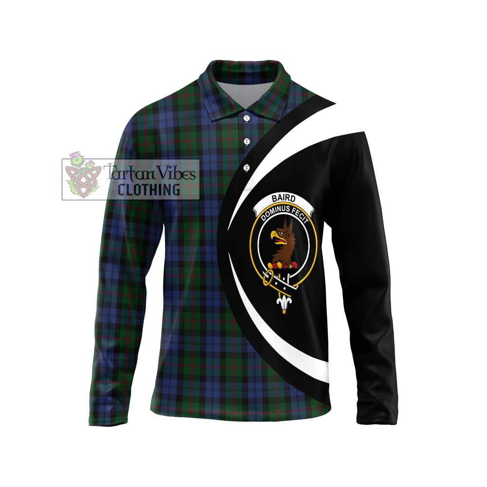 Baird Tartan Long Sleeve Polo Shirt with Family Crest Circle Style Unisex - Tartan Vibes Clothing