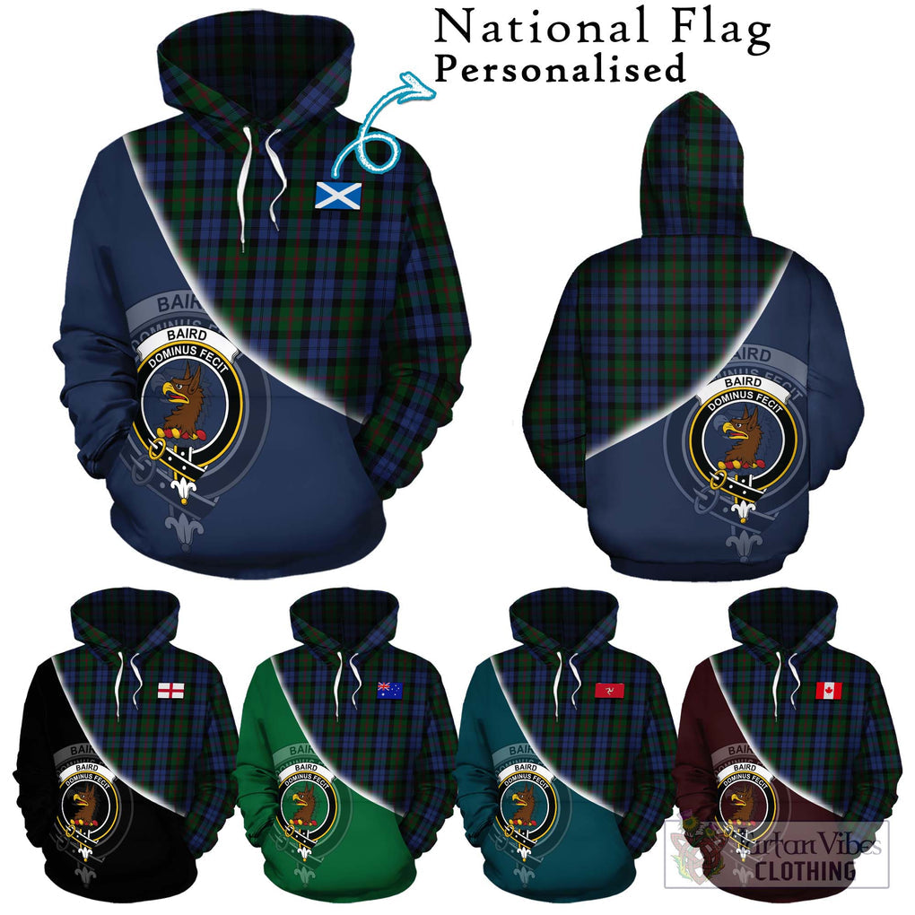 Baird Tartan Hoodie with Personalised National Flag and Family Crest Half Style Zip Hoodie - Tartanvibesclothing Shop