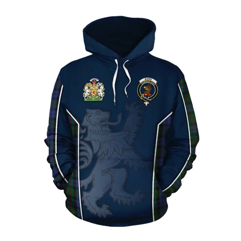 Tartan Vibes Clothing Baird Tartan Cotton Hoodie with Family Crest and Lion Rampant Vibes Sport Style