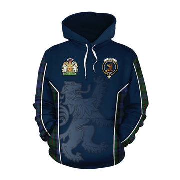 Baird Tartan Cotton Hoodie with Family Crest and Lion Rampant Vibes Sport Style