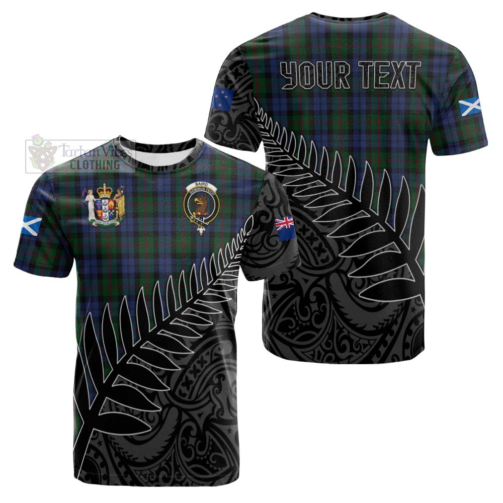 Tartan Vibes Clothing Baird Crest Tartan Cotton T-shirt with New Zealand Silver Fern Half Style