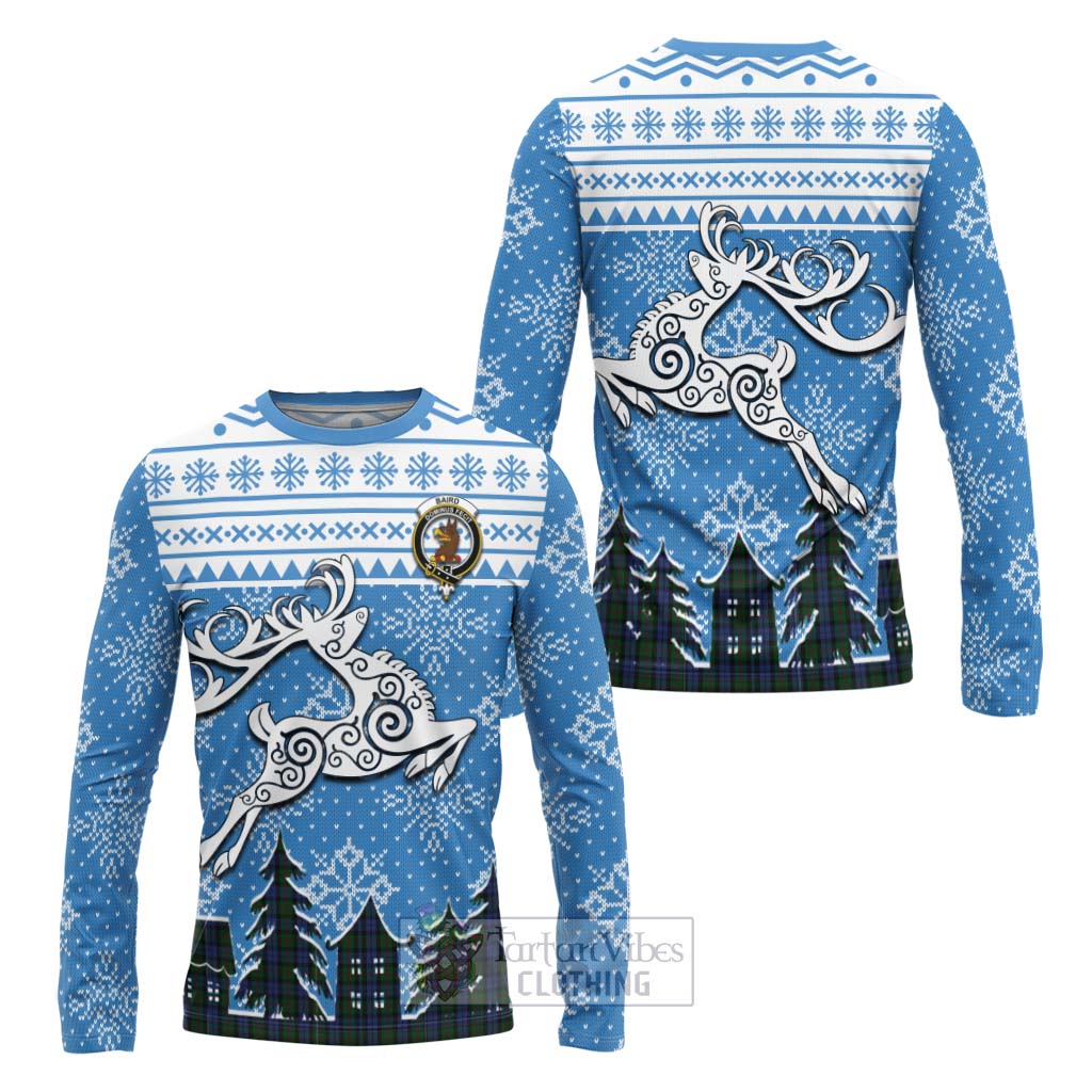 Tartan Vibes Clothing Baird Clan Christmas Long Sleeve T-Shirt Celtic Reindeer Style