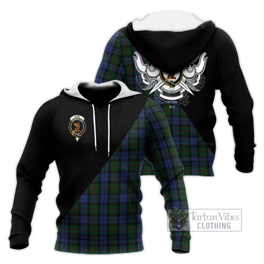 Baird Tartan Knitted Hoodie with Family Crest and Military Logo Style Unisex Knitted Pullover Hoodie - Tartanvibesclothing Shop