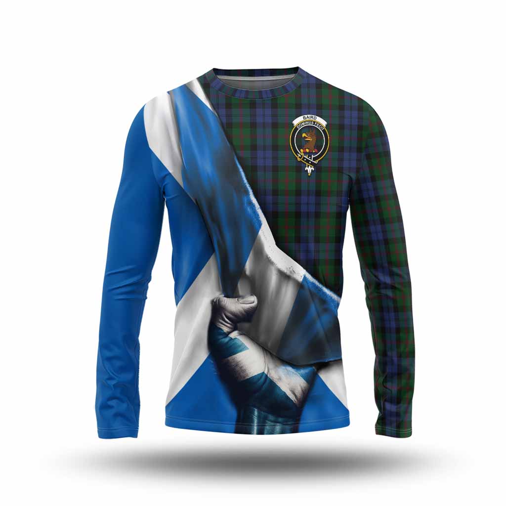 Tartan Vibes Clothing Baird Tartan Long Sleeve T-Shirt with Family Crest Scotland Patriotic Style