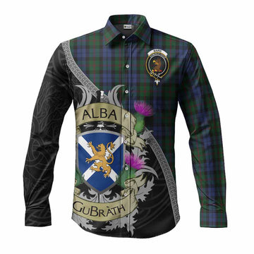 Baird Tartan Family Crest Long Sleeve Button Shirt Lion Rampant Royal Thistle Shield Celtic Inspired Men's Shirt S - Tartan Vibes Clothing