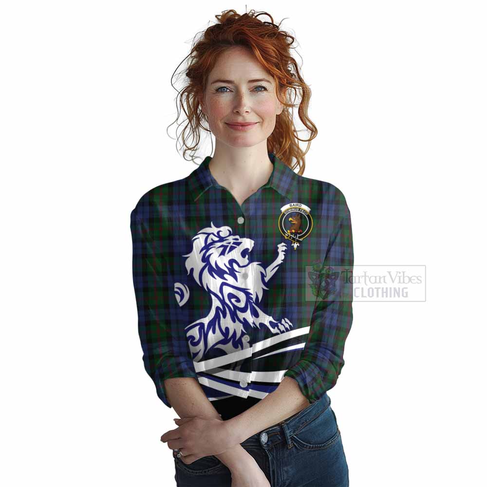 Tartan Vibes Clothing Baird Tartan Women's Casual Shirt with Alba Gu Brath Regal Lion Emblem