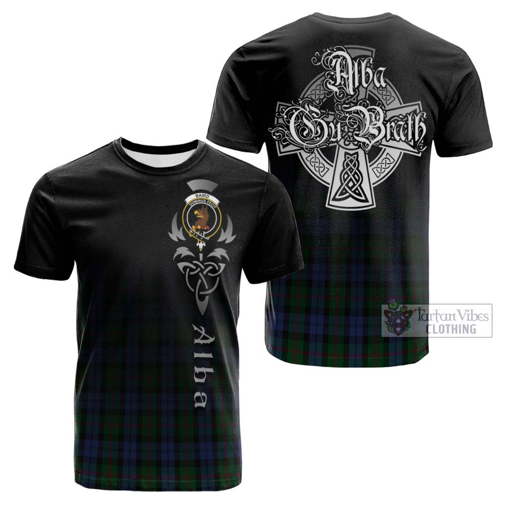 Tartan Vibes Clothing Baird Tartan Cotton T-shirt Featuring Alba Gu Brath Family Crest Celtic Inspired