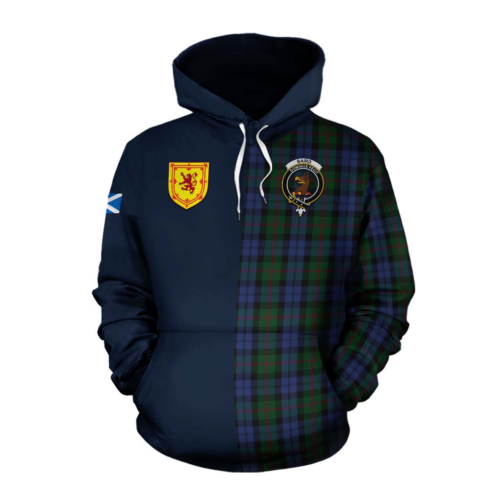 Tartan Vibes Clothing Baird Tartan Cotton Hoodie Alba with Scottish Lion Royal Arm Half Style