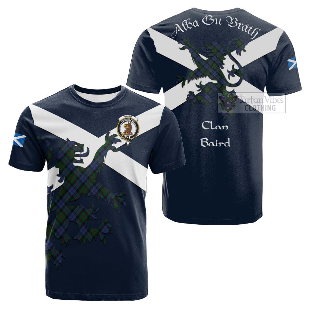 Tartan Vibes Clothing Baird Tartan Lion Rampant Cotton T-shirt – Proudly Display Your Heritage with Alba Gu Brath and Clan Name