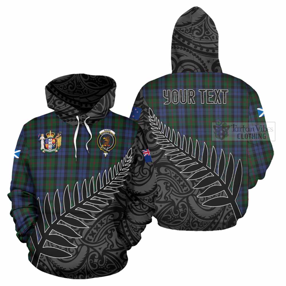 Tartan Vibes Clothing Baird Crest Tartan Hoodie with New Zealand Silver Fern Half Style