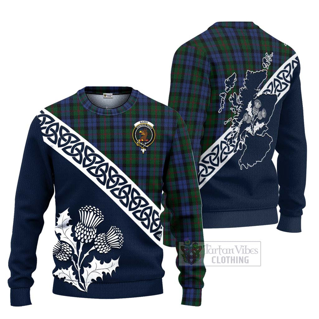 Tartan Vibes Clothing Baird Tartan Knitted Sweater Featuring Thistle and Scotland Map