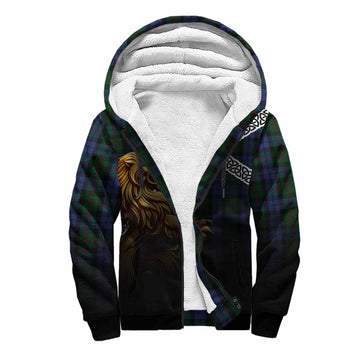 Baird Crest Tartan Sherpa Hoodie with Golden Lion Emblem Celtic Style Unisex S - Tartan Vibes Clothing