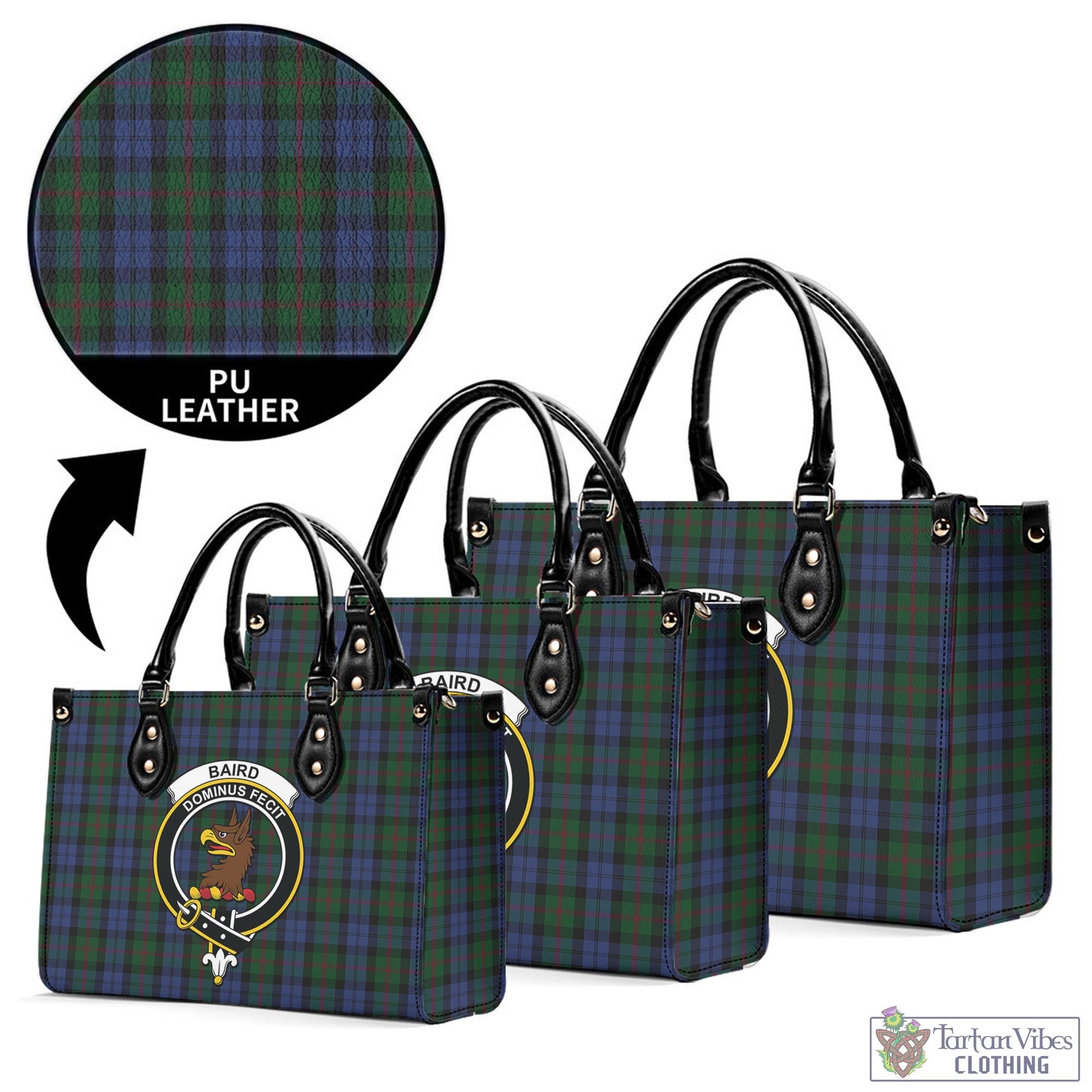 Tartan Vibes Clothing Baird Tartan Luxury Leather Handbags with Family Crest