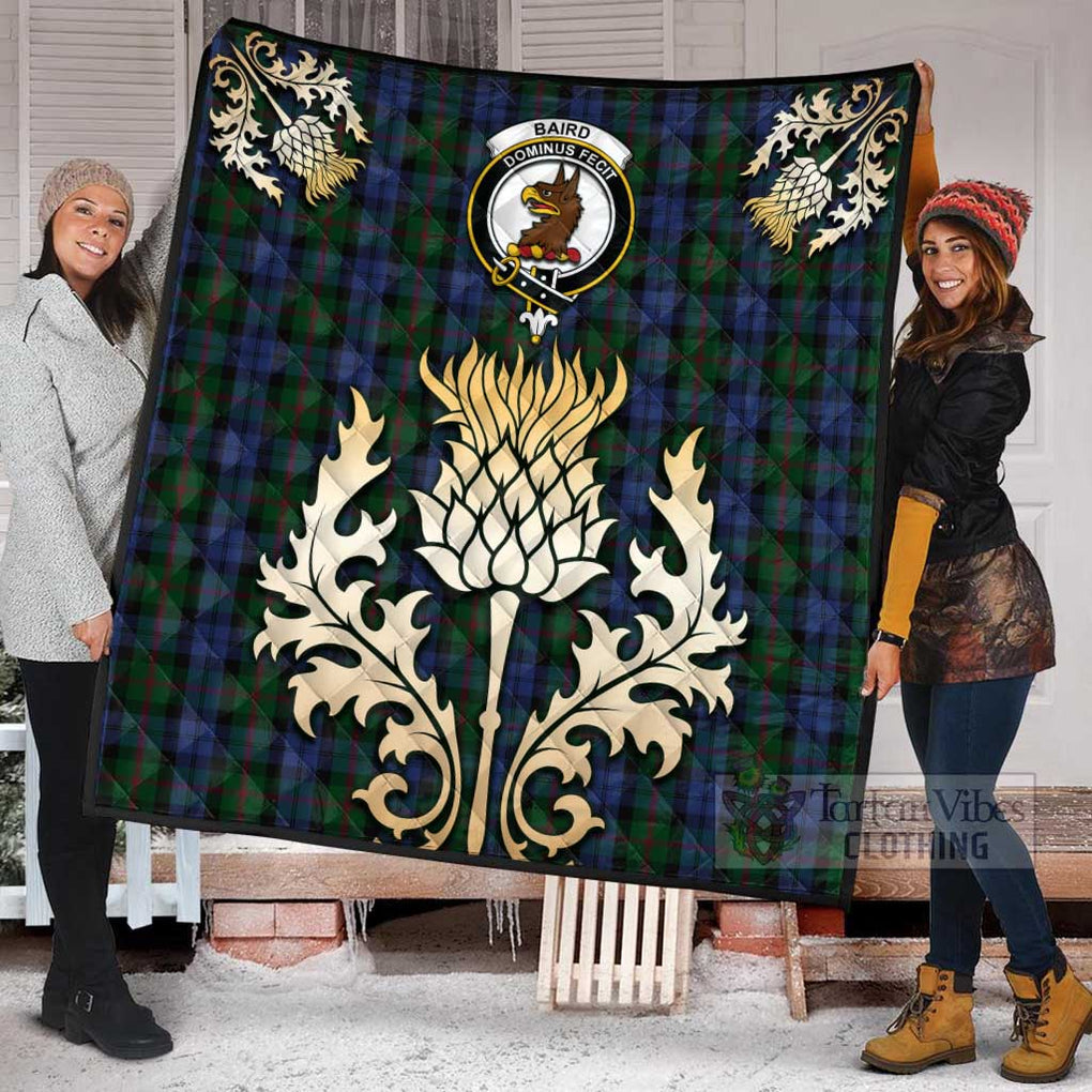 Tartan Vibes Clothing Baird Tartan Quilt with Family Crest and Golden Thistle Style