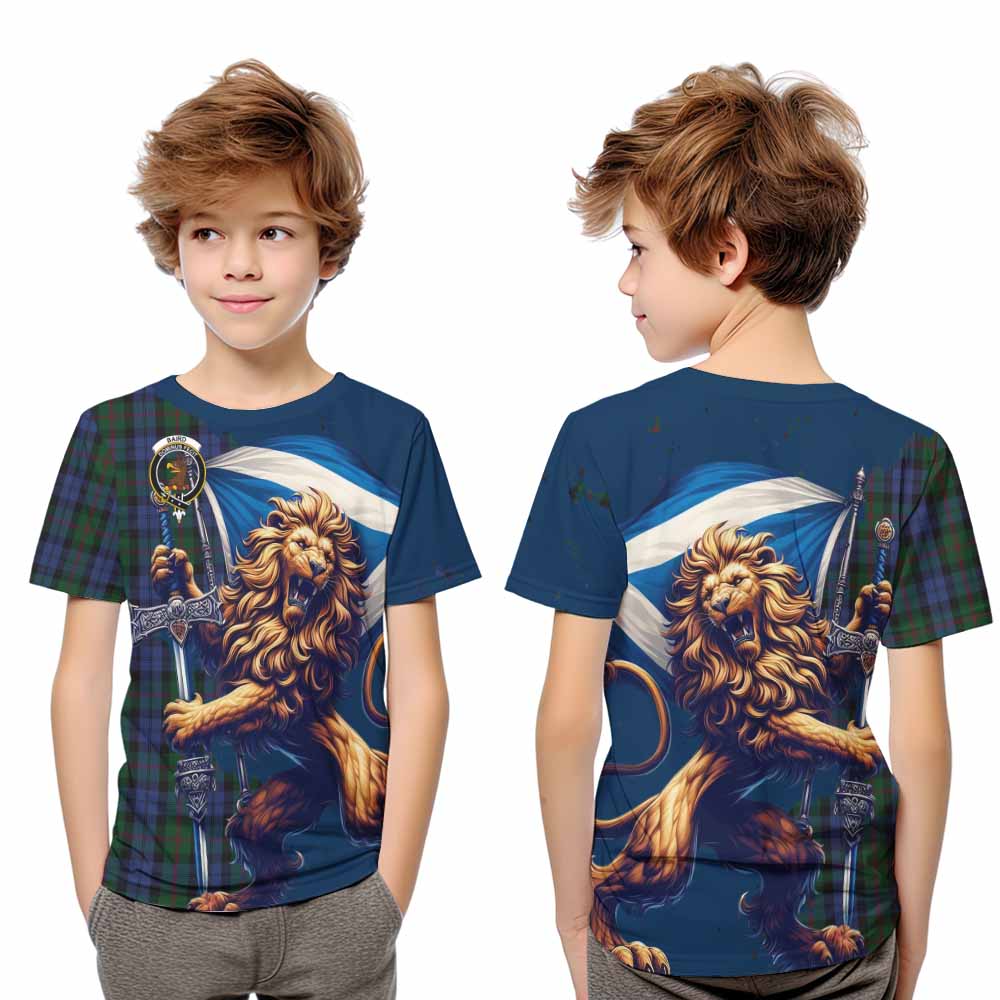 Tartan Vibes Clothing Baird Tartan Family Crest Kid T-Shirt with Scottish Majestic Lion