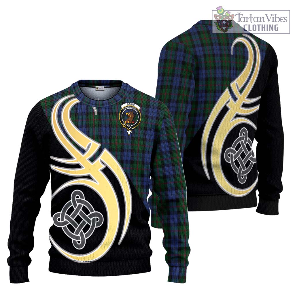 Baird Tartan Knitted Sweater with Family Crest and Celtic Symbol Style Unisex - Tartan Vibes Clothing