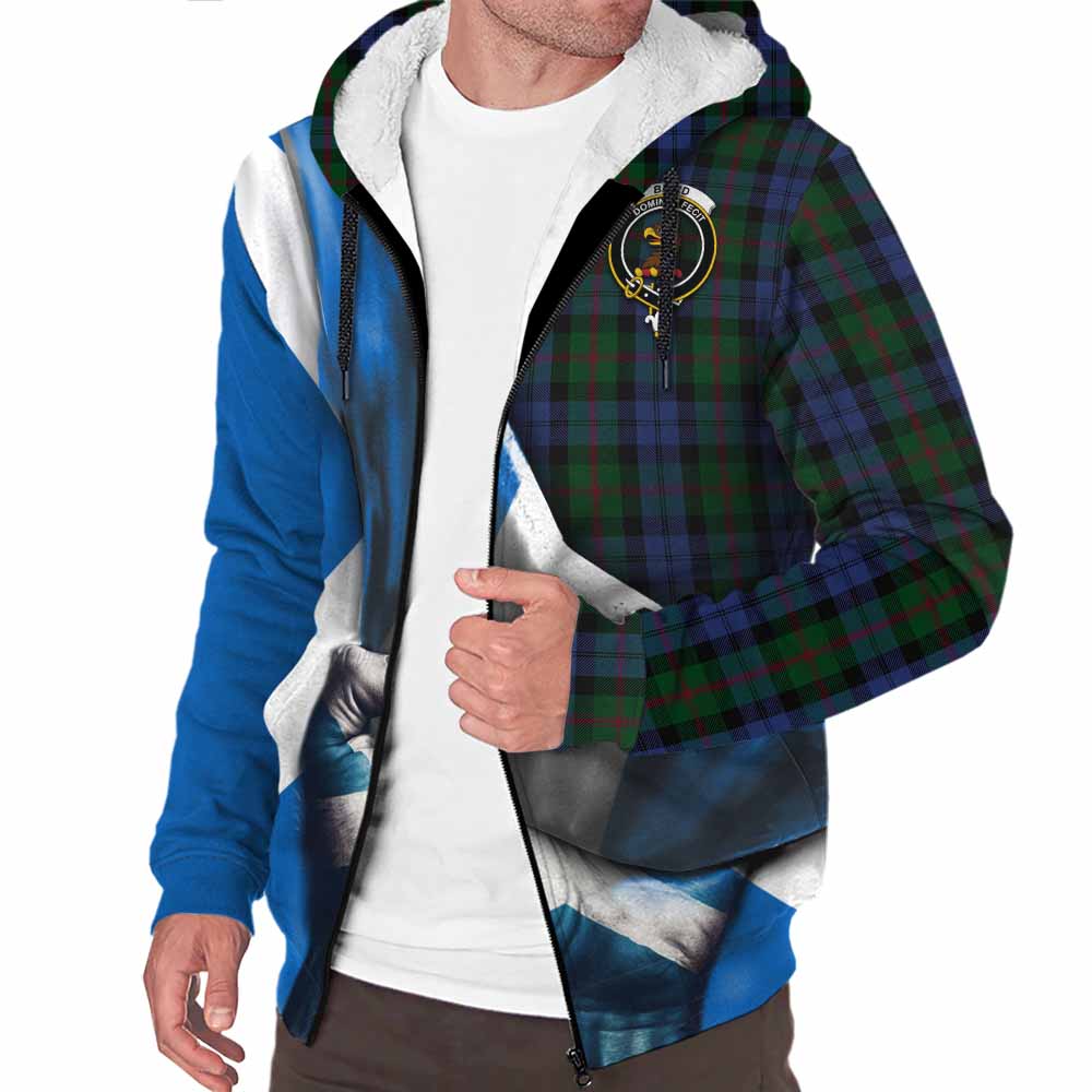 Tartan Vibes Clothing Baird Tartan Sherpa Hoodie with Family Crest Scotland Patriotic Style