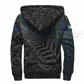 Baird Crest Tartan Sherpa Hoodie with New Zealand Silver Fern Half Style