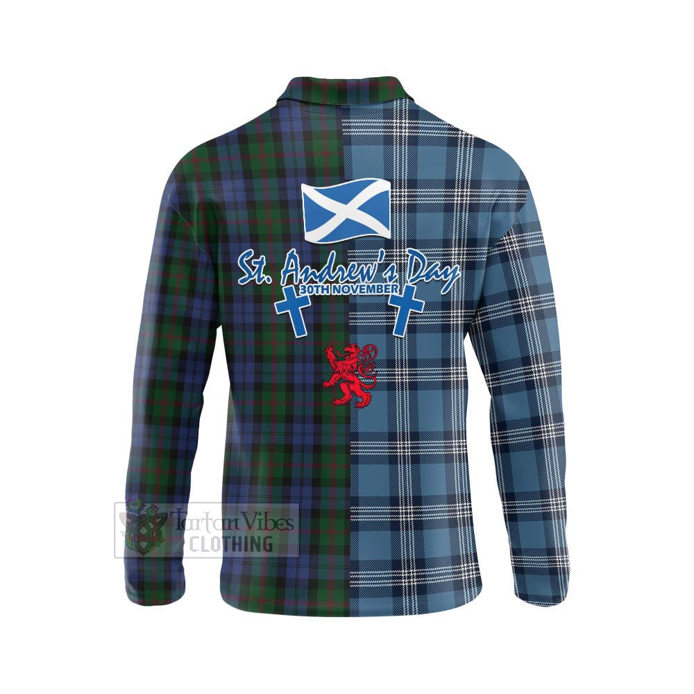 Tartan Vibes Clothing Baird Tartan Long Sleeve Polo Shirt Happy St. Andrew's Day Half Tartan Style