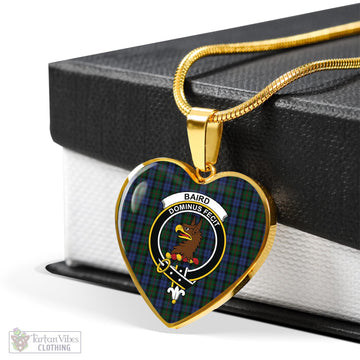 Baird Tartan Heart Necklace with Family Crest