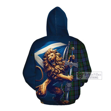 Baird Tartan Family Crest Cotton Hoodie with Scottish Majestic Lion