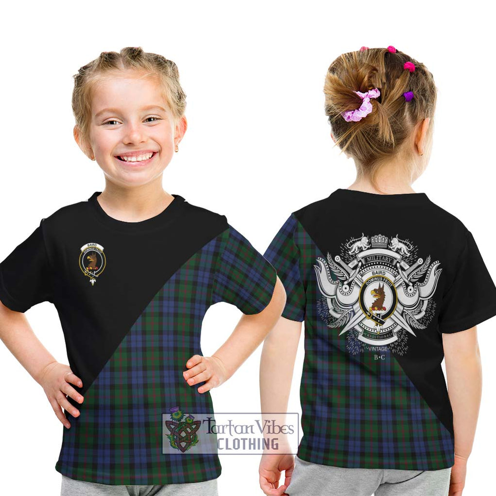 Baird Tartan Kid T-Shirt with Family Crest and Military Logo Style - Tartanvibesclothing Shop