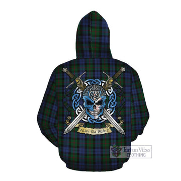 Baird Tartan Cotton Hoodie with Family Crest Celtic Skull Style