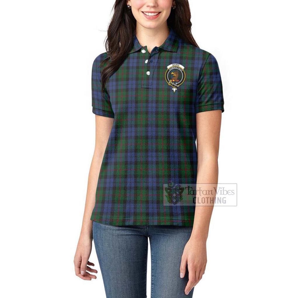 Tartan Vibes Clothing Baird Tartan Women's Polo Shirt with Family Crest Celtic Skull Style