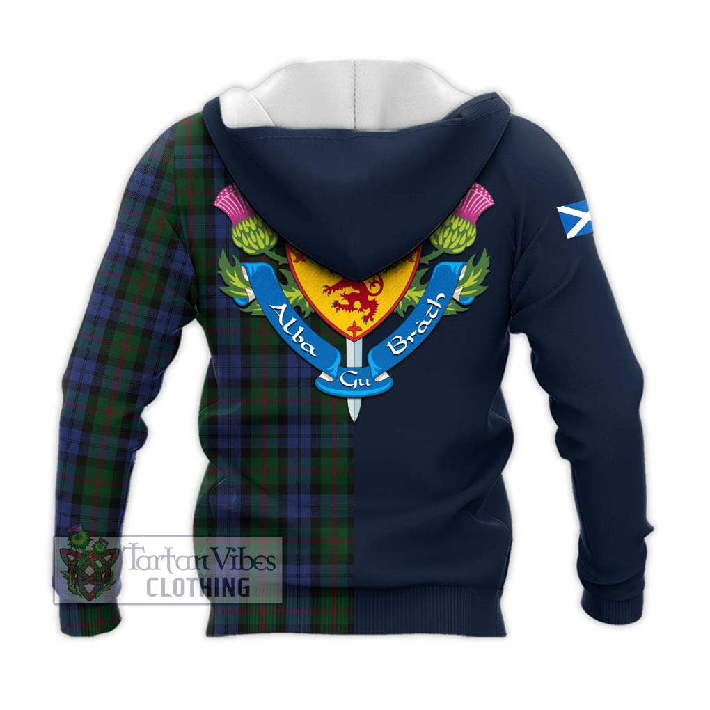 Tartan Vibes Clothing Baird Tartan Knitted Hoodie with Scottish Lion Royal Arm Half Style