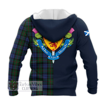 Baird Tartan Knitted Hoodie Alba with Scottish Lion Royal Arm Half Style