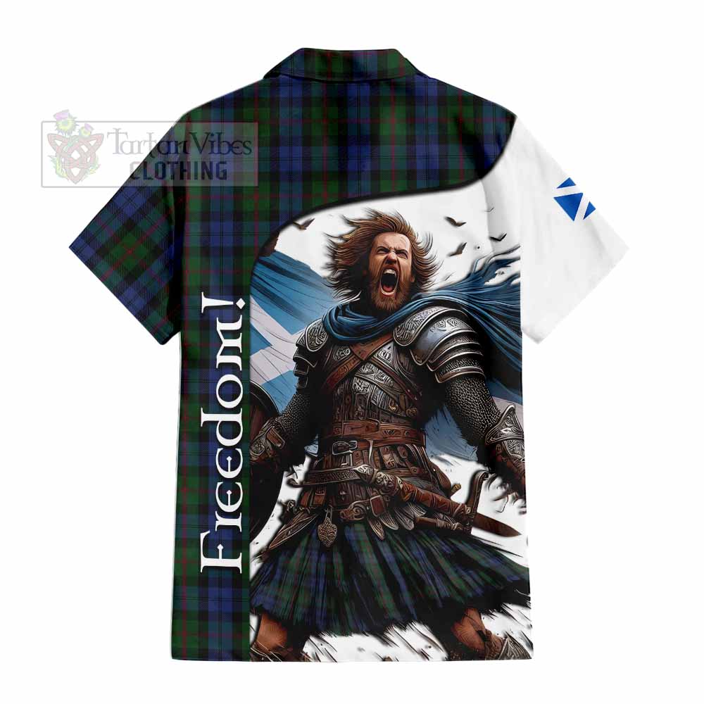 Tartan Vibes Clothing Baird Crest Tartan Short Sleeve Button Shirt Inspired by the Freedom of Scottish Warrior