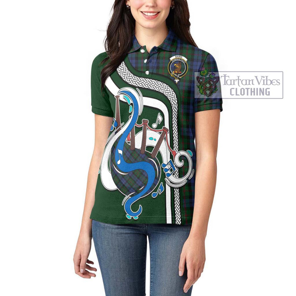 Baird Tartan Women's Polo Shirt with Epic Bagpipe Style - Tartanvibesclothing Shop