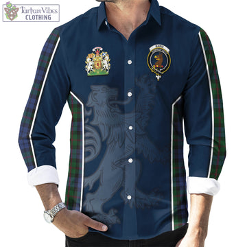 Baird Tartan Long Sleeve Button Up Shirt with Family Crest and Lion Rampant Vibes Sport Style