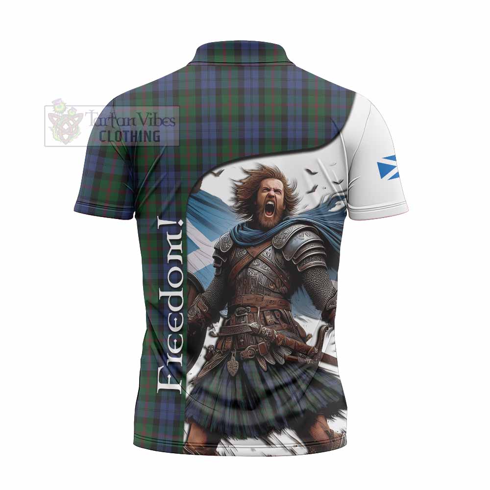 Tartan Vibes Clothing Baird Crest Tartan Zipper Polo Shirt Inspired by the Freedom of Scottish Warrior