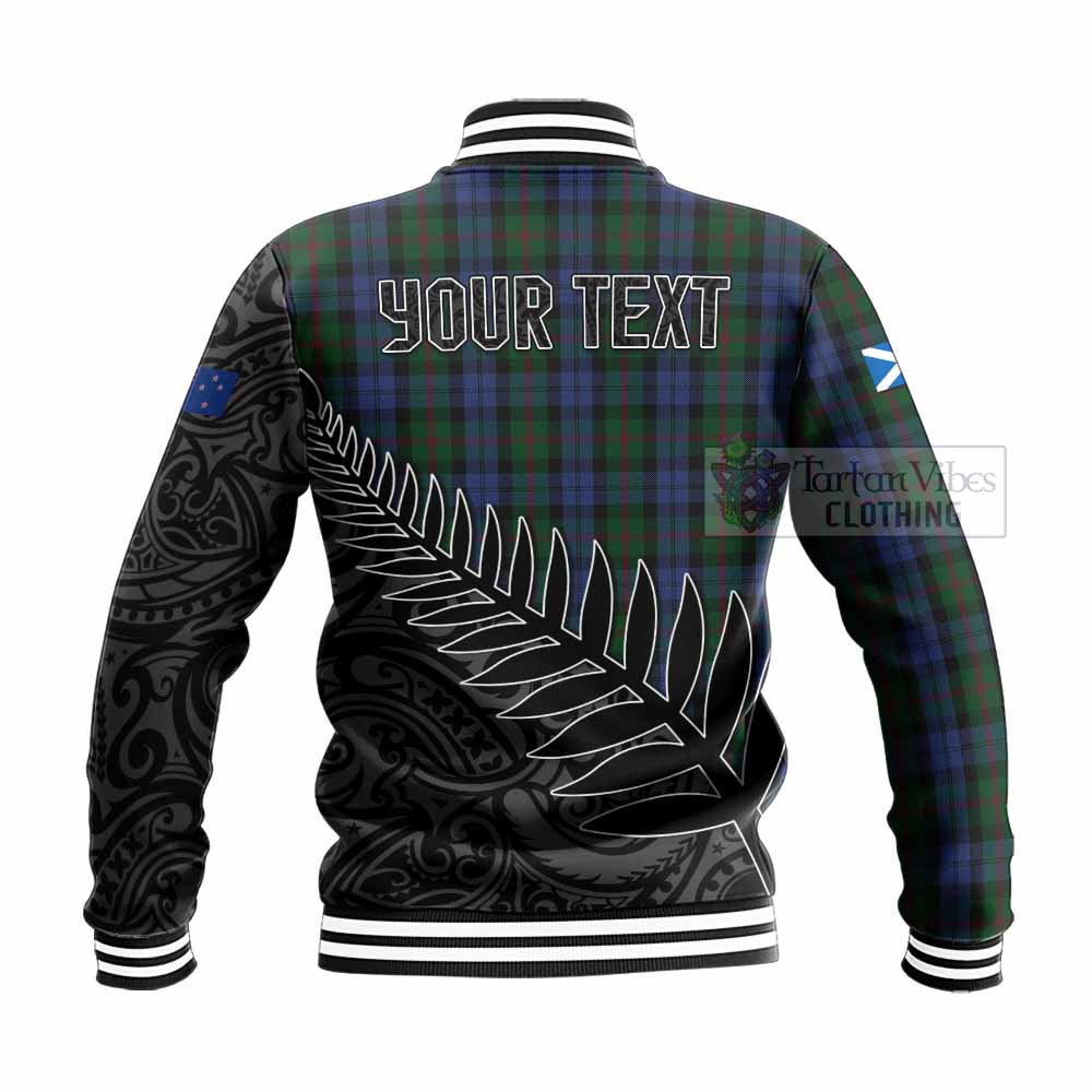 Tartan Vibes Clothing Baird Crest Tartan Baseball Jacket with New Zealand Silver Fern Half Style