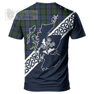 Baird Tartan T-Shirt Featuring Thistle and Scotland Map