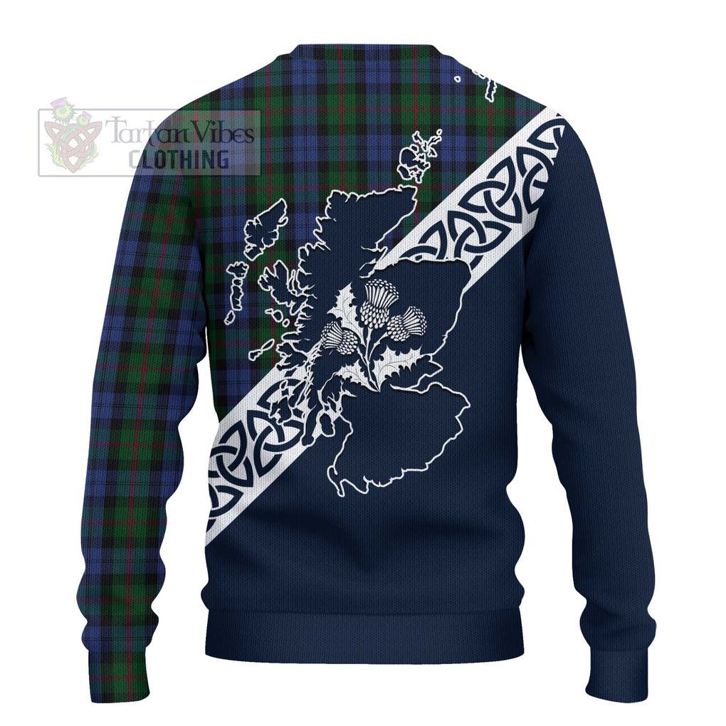 Tartan Vibes Clothing Baird Tartan Knitted Sweater Featuring Thistle and Scotland Map