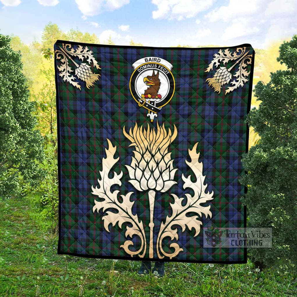 Tartan Vibes Clothing Baird Tartan Quilt with Family Crest and Golden Thistle Style