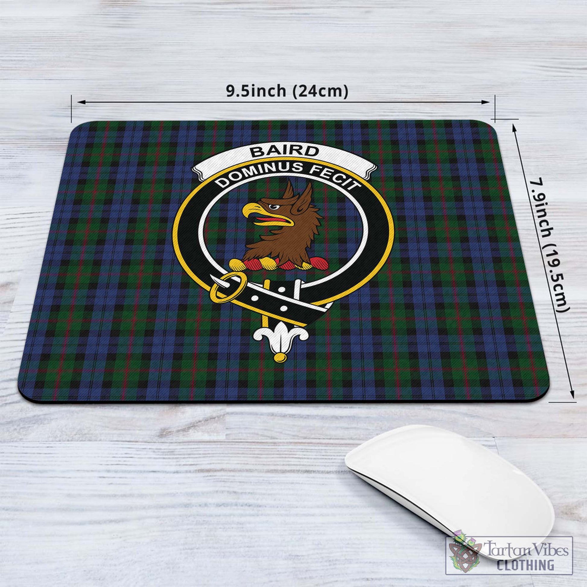 Tartan Vibes Clothing Baird Tartan Mouse Pad with Family Crest