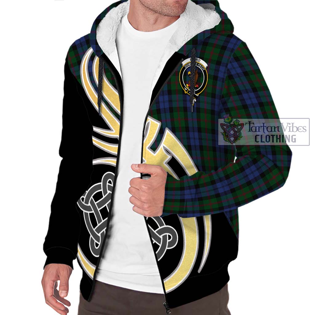 Baird Tartan Sherpa Hoodie with Family Crest and Celtic Symbol Style - Tartan Vibes Clothing