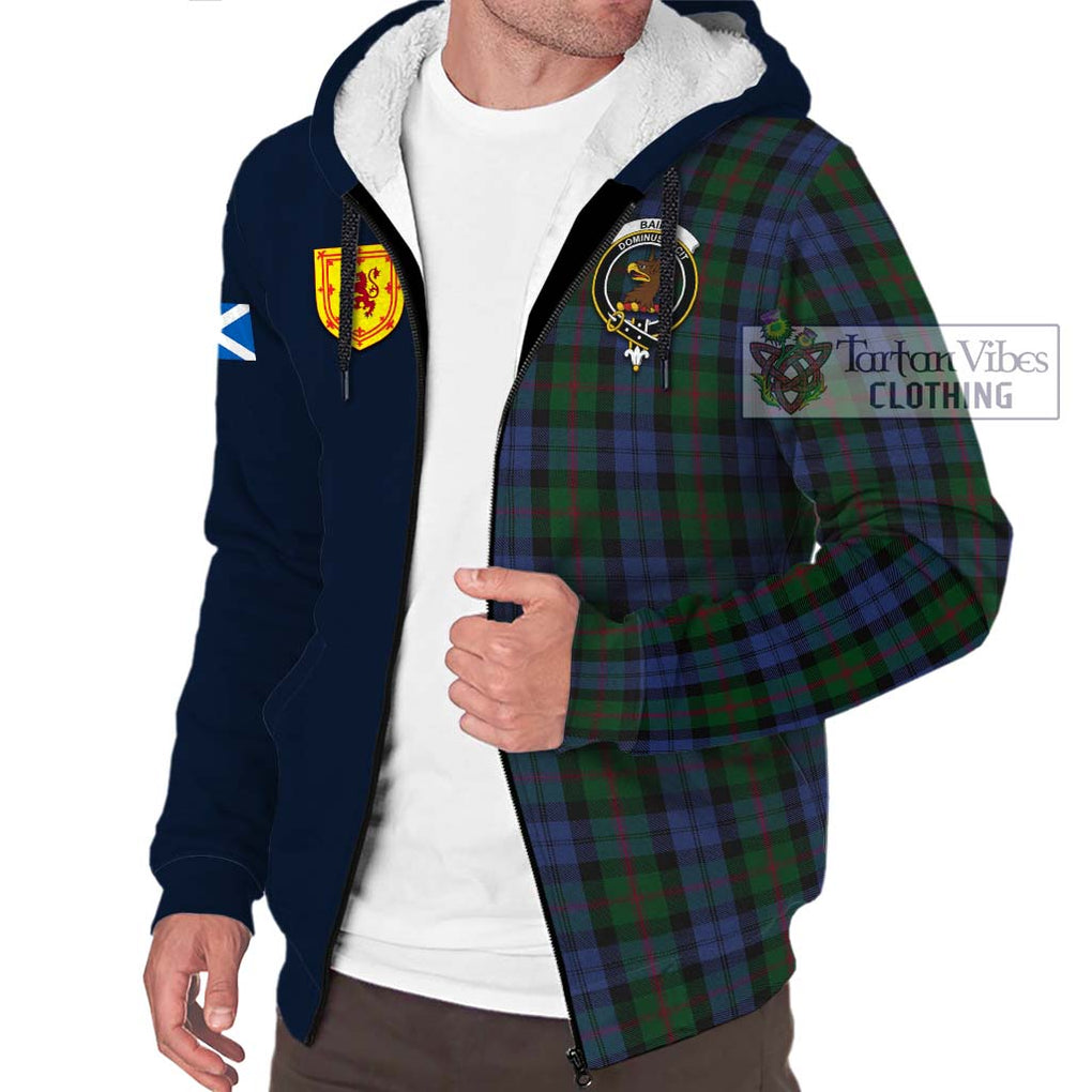 Tartan Vibes Clothing Baird Tartan Sherpa Hoodie with Scottish Lion Royal Arm Half Style