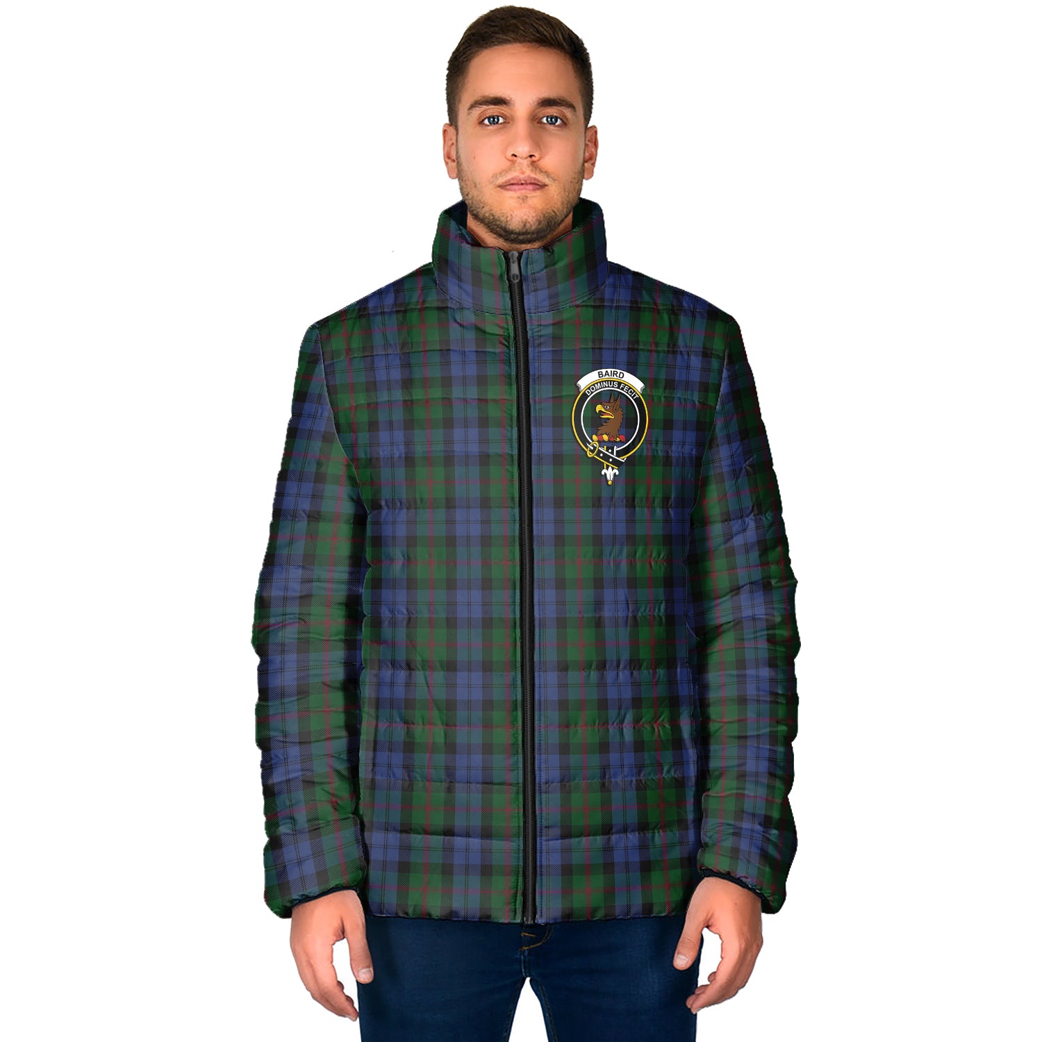 Baird Tartan Padded Jacket with Family Crest - Tartan Vibes Clothing