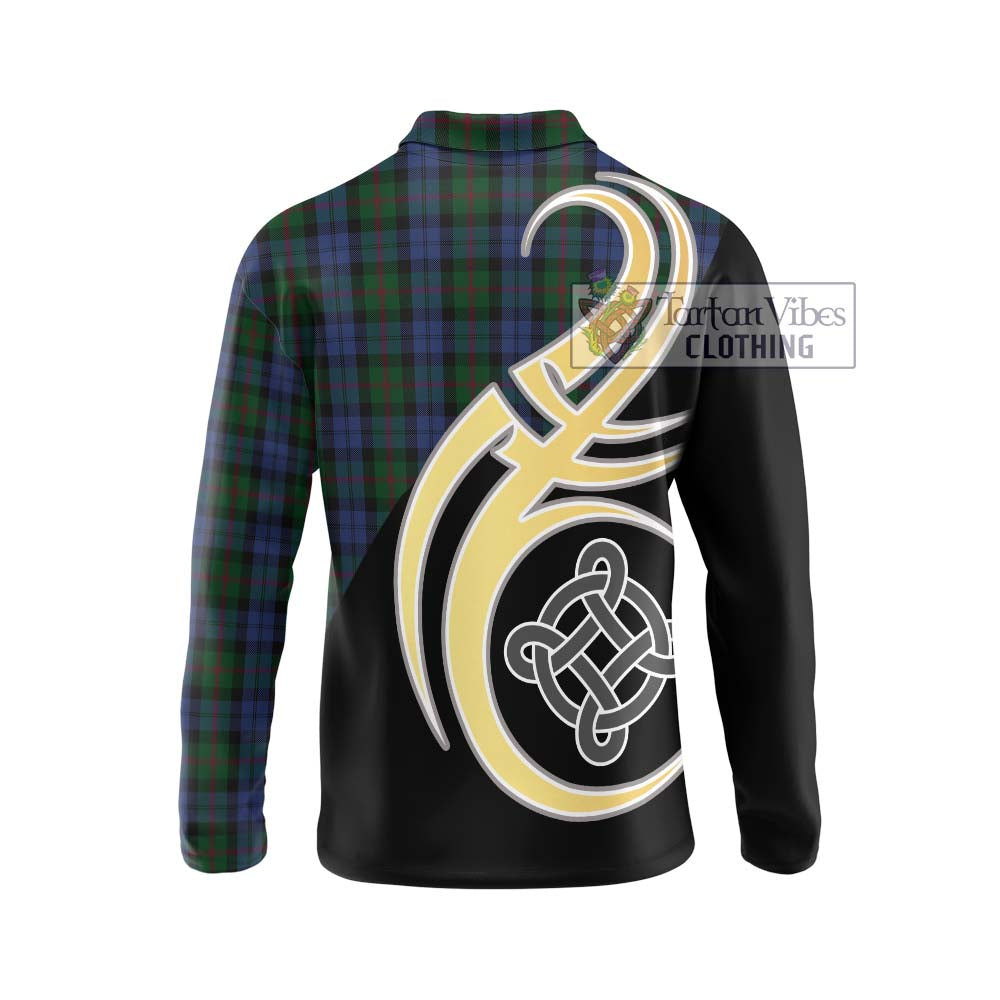 Baird Tartan Long Sleeve Polo Shirt with Family Crest and Celtic Symbol Style - Tartan Vibes Clothing