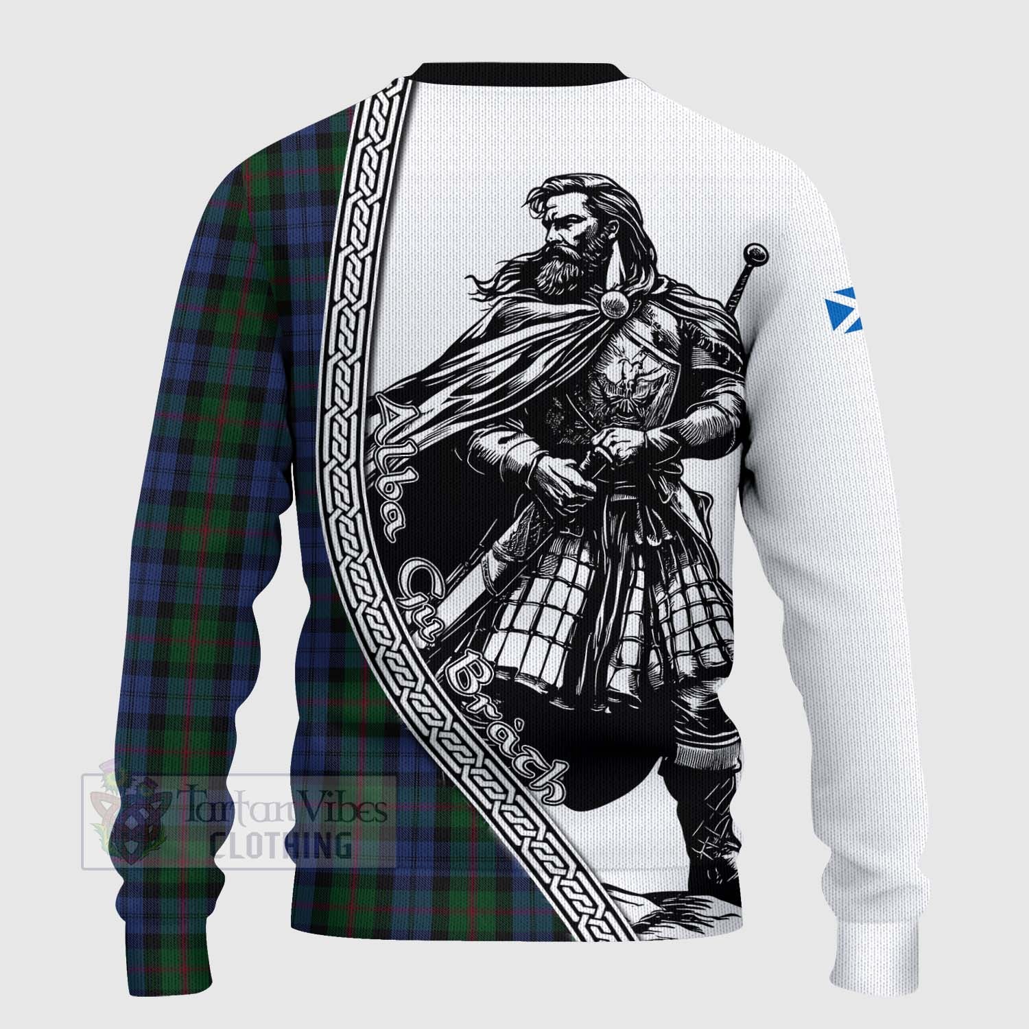 Tartan Vibes Clothing Baird Tartan Clan Crest Knitted Sweater with Highlander Warrior Celtic Style