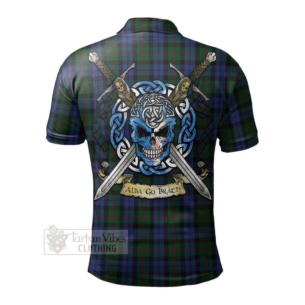 Tartan Vibes Clothing Baird Tartan Polo Shirt with Family Crest Celtic Skull Style