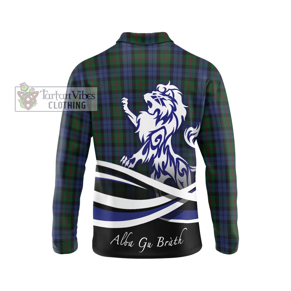 Baird Tartan Long Sleeve Polo Shirt with Alba Gu Brath Regal Lion Emblem - Tartanvibesclothing Shop