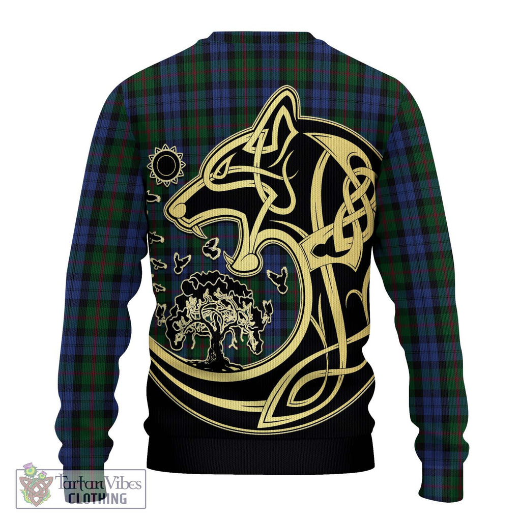 Baird Tartan Knitted Sweater with Family Crest Celtic Wolf Style - Tartan Vibes Clothing