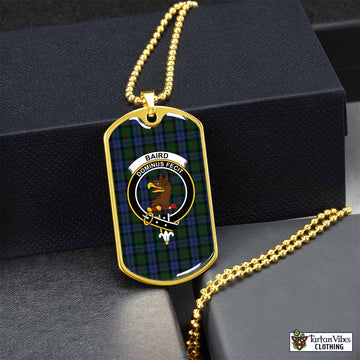 Baird Tartan Dog Tag Necklace with Family Crest