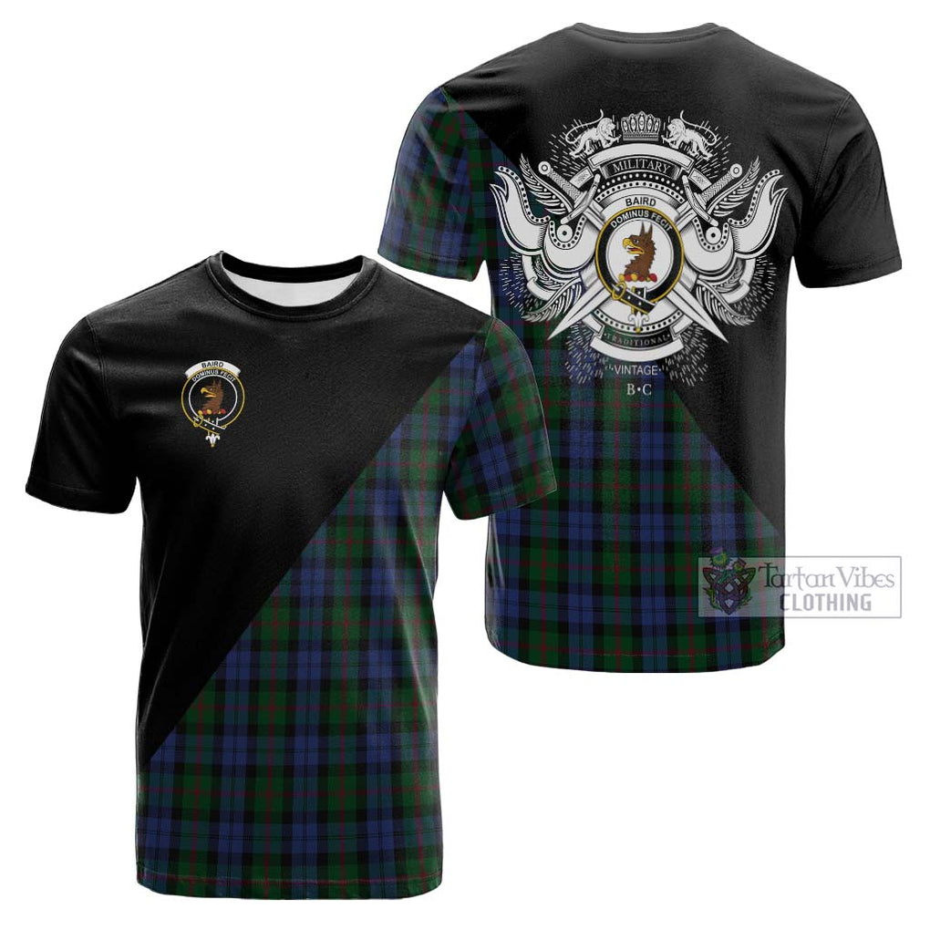 Tartan Vibes Clothing Baird Tartan Cotton T-shirt with Family Crest and Military Logo Style